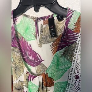 Women's Multicolor Leaf Print Top